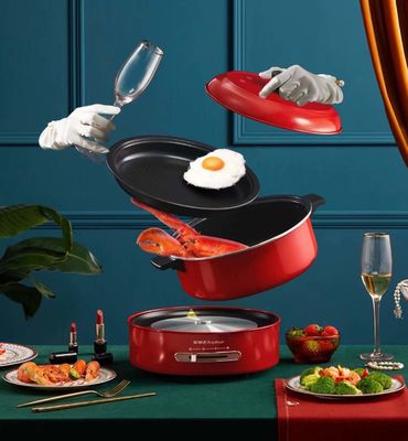 Electric Dual Pot Steamboat Non Stick Hot Pot With Divider 5L 1300W