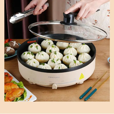 32CM Nonstick Home Electric Skillet Cooking Pan With Tempered Glass 1300W
